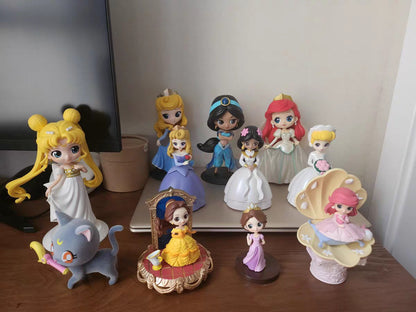 Bandai Disney A Pequena Sereia Anime Qposket Personagens Ariel Linha Glitter Boneco de Ação Modelo Colecionável Brinquedos Presente de Aniversário