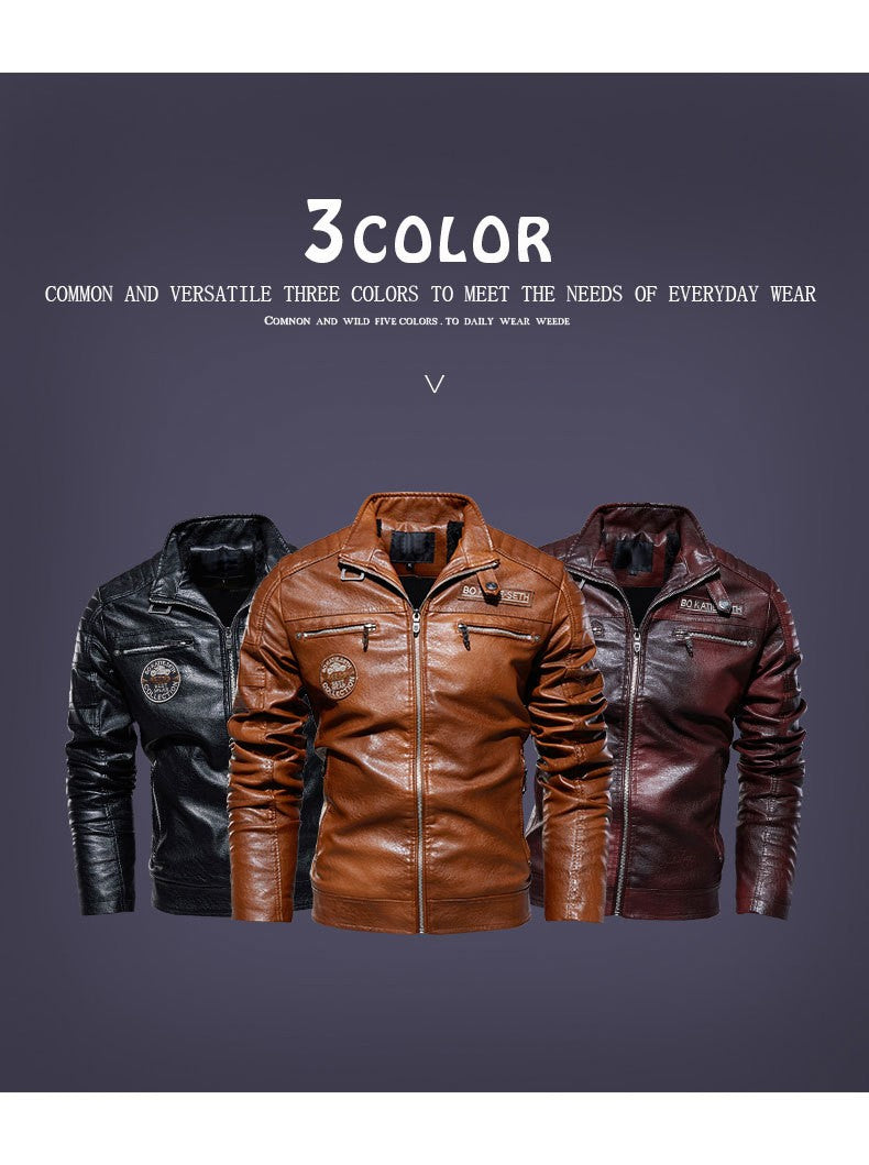 Motorcycle commuting racing suit outdoor cycling suit jacket autumn European and American tough guy lapel leather jacket