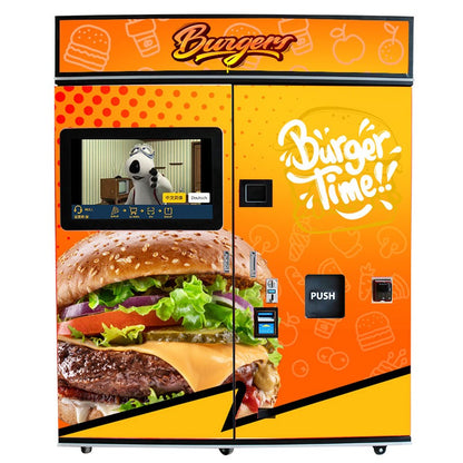 High-Efficiency 2025 Manufacturer's New Large Screen Breakfast Vending Machine Burger Option Large Display High-Security