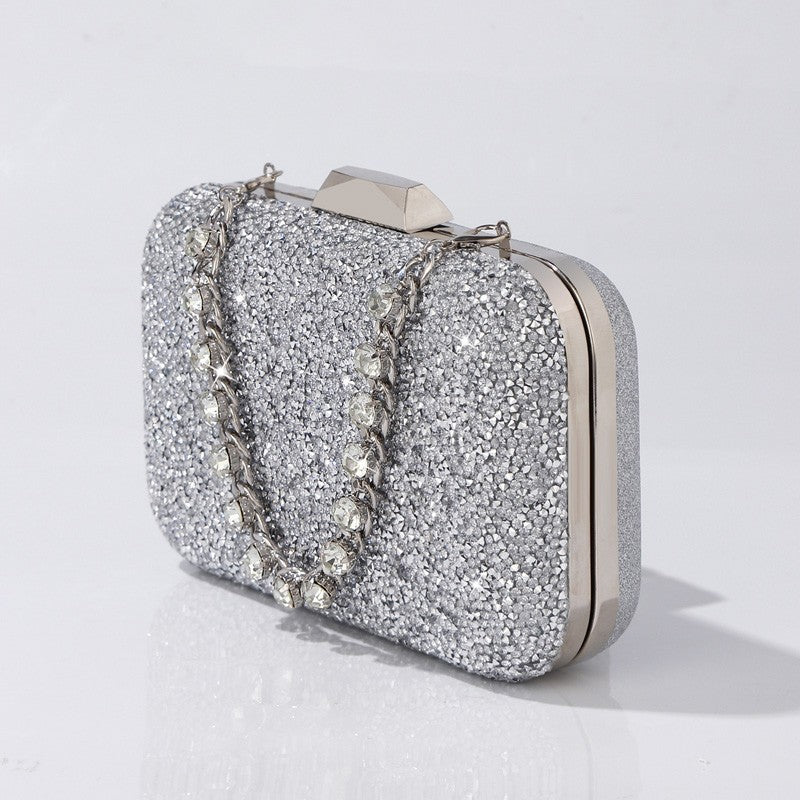 Luxury Elegant Sequined Clutch Bag Trendy Glitter Diamonds Metal Buckle Evening Bag Wedding Clutch Handbag Shoulder Bag Chain
