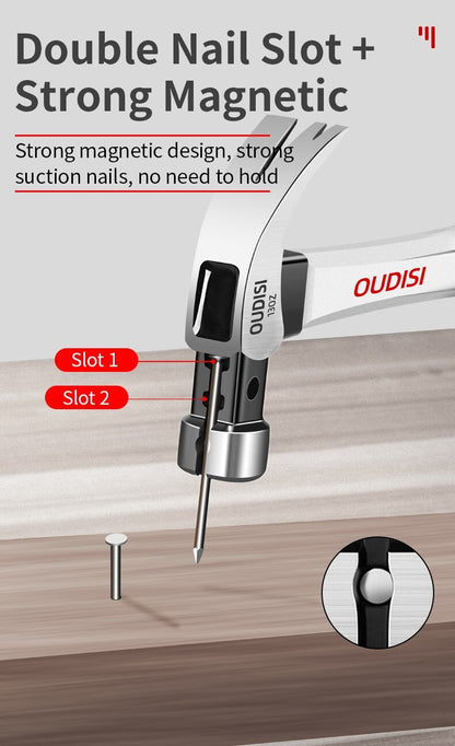 Martelo de Aço Multiuso Antiderrapante à Prova de Choque Ferramenta Manual Martelo Magnético para Carpintaria Martelo com Sucção Automática de Prego