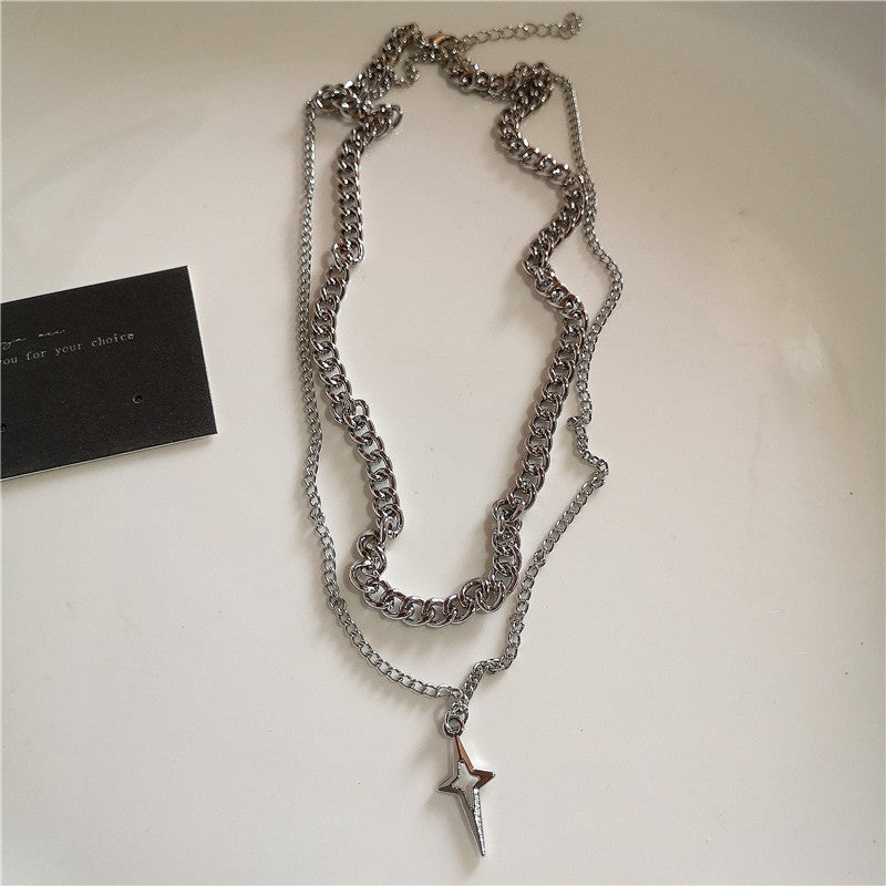 Colar com Pingente de Cruz Gótica Preta e Estrela Y2k Gargantilha Feminina Masculina Charm Grunge Punk Joias da Moda ?Acessórios Harajuku Emo