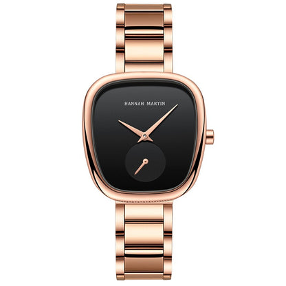 HANNAH MARTIN Brand Original Luxury Women Watch Rose Gold Fashion Stainless Steel Quartz Movement Waterproof Women Dress Watches