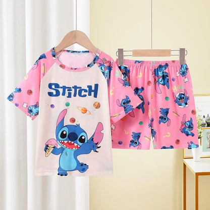 Summer Children's Pajamas Short Sleeve Girls' Cartoon Big Boys' Home Furnishing Set