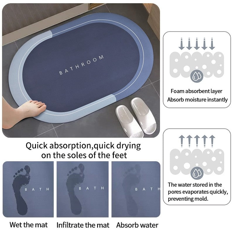 Quick Dry Bath Mats Super Absorbent Rug Bathroom Non Slip Bath Rug Toilet Carpet Front Entrance Door Mat Tapetes De Baño