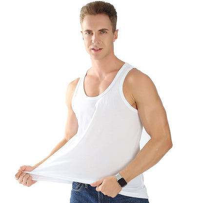 Cotton Tank Top Men  Summer Shirt Solid Color Undershirts soft O-neck plus size M to 4XL