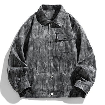 Jaqueta corta-vento, moderna, casual, versátil, casaco comprido, tie-dye, jaqueta de pesca, jaqueta de voo americana retrô, jaqueta jovem