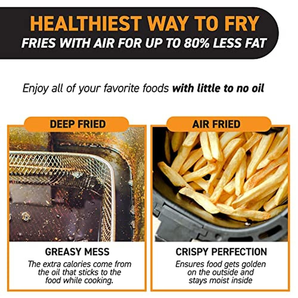Fritadeira Air Fryer Forno Digital 7 Quart XL 12 Predefinições de Cozedura 1700w de Potência Fritadeira Multifuncional Batatas Fritas Asas de Frango