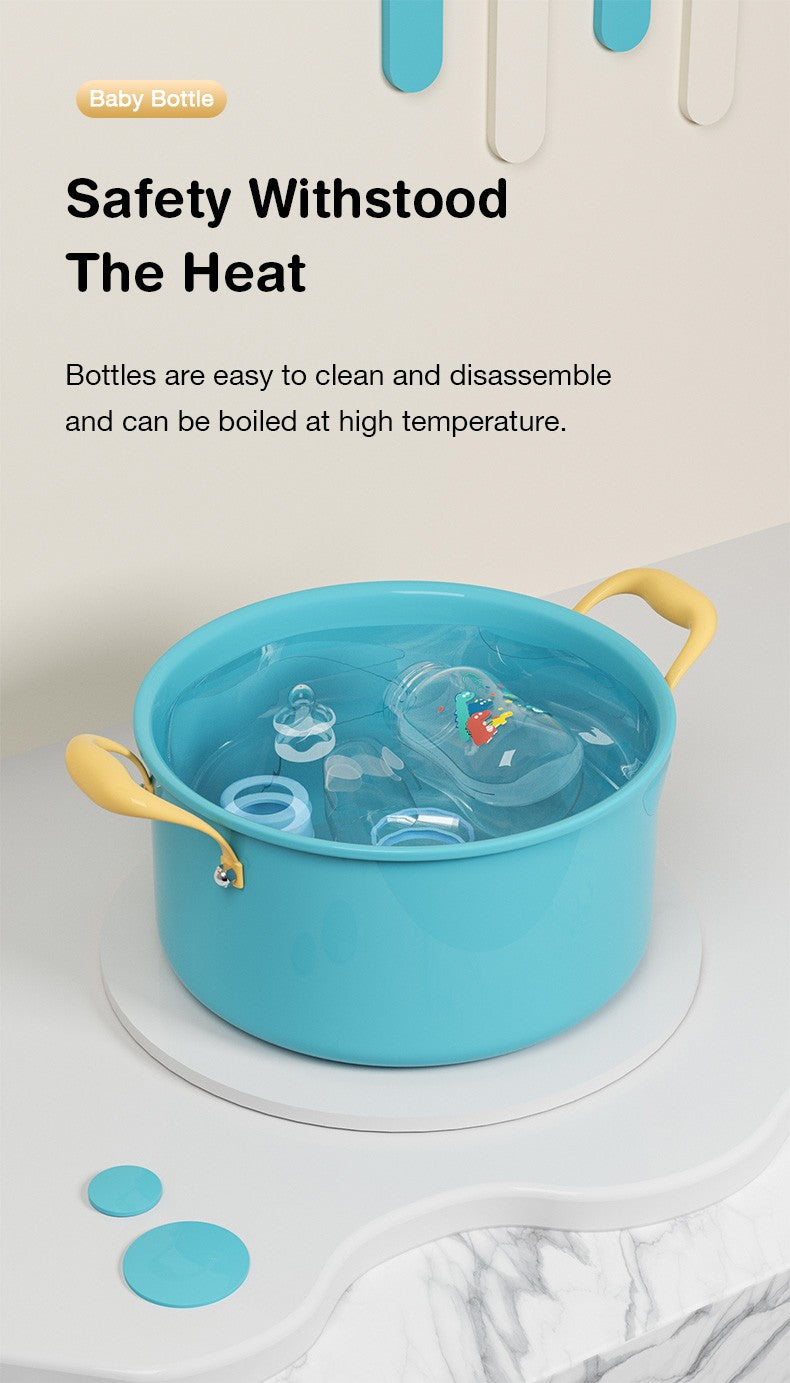 150/240ml Baby PP Bottle Wide Mouth Newborn Baby Bottle Drop-Resistant Baby Milk Bottle Newborn Cartoon Pattern Cup BPA Free