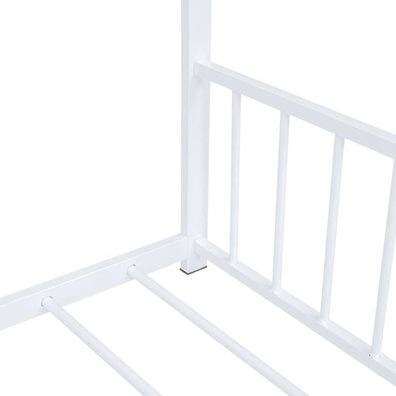 Cama Montessoriana de Metal Branca - Resistente, Elegante e Moderna para Quartos Infantis, com Grades de Segurança, Fácil de Montar,