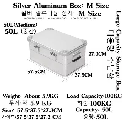 MOUNTAINHIKER Outdoor Storage Box Camping Picnic Travel Aluminum Alloy Large Capacity Box Silver Storage Bag 30-80L