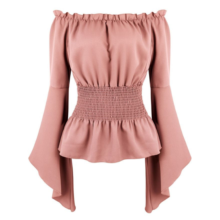 Renaissance Off Shoulder Long Sleeves Corset Blouse Women Medieval Victorian Costume Gothic Pirate Shirt Plus Size Boho Top