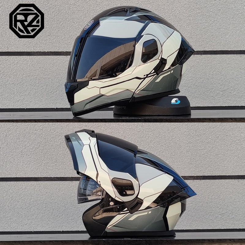ORZ Capacete Integral Personalizado para Motocicleta Masculino Feminino Moda Capacete com Lente Dupla Capacete de Motocross de Corrida Modular Articulado Casco Moto