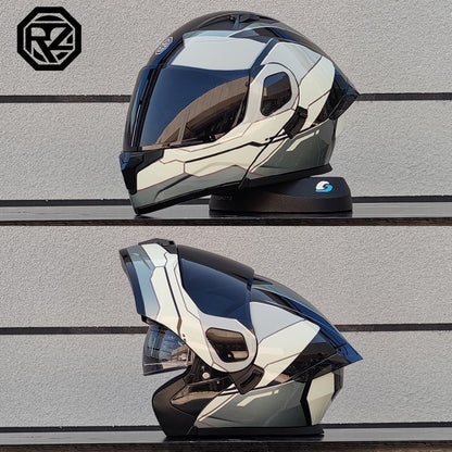 ORZ Capacete Integral Personalizado para Motocicleta Masculino Feminino Moda Capacete com Lente Dupla Capacete de Motocross de Corrida Modular Articulado Casco Moto