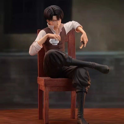 19cm Anime Attack on Titan Figures Levi Ackerman Figure Sitting Posture Model Toys Pre-sell Statue GK Figurine Ornament Gifts