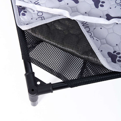 Cama Elevada para Cães Filhotes com Estrutura Metálica Montável, Cama Portátil para Cães, Fácil de Limpar, Malha Respirável, Cama para Cães e Gatos, Uso Interno e Externo