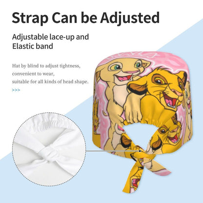 Boné cirúrgico personalizado O Rei Leão, divertido, para homens e mulheres, chapéu de esfoliação, gorro de enfermeira para dentista