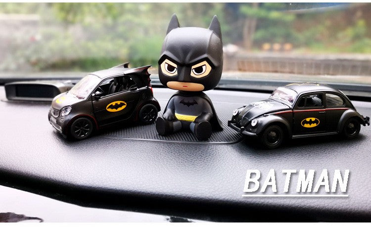 Versão Q do Boneco Batman Toy Figures Desenho Animado Bobble Head Enfeites de Carro Os Vingadores da Marvel Boneco do Capitão América Homem-Aranha