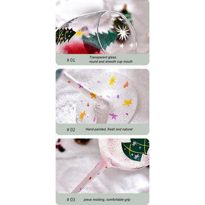 Taças de Vinho de Natal 450ml Papai Noel Árvore de Natal Pinhas Vinho Tinto Taças de Natal para Vinho Champanhe Suco