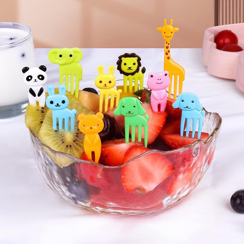 Mini Garfos de Fruta para Crianças Animais Fofos Palitos para Lanches com Cortador de Vegetais Conjunto de Divisórias de Silicone para Lancheira