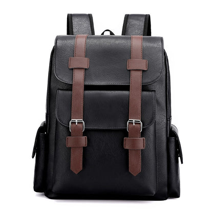 2023 Men Backpack PU Leather Bagpack Large Laptop Backpacks Male Mochilas Black Schoolbag For Teenagers Boys Brown Sac A Dos