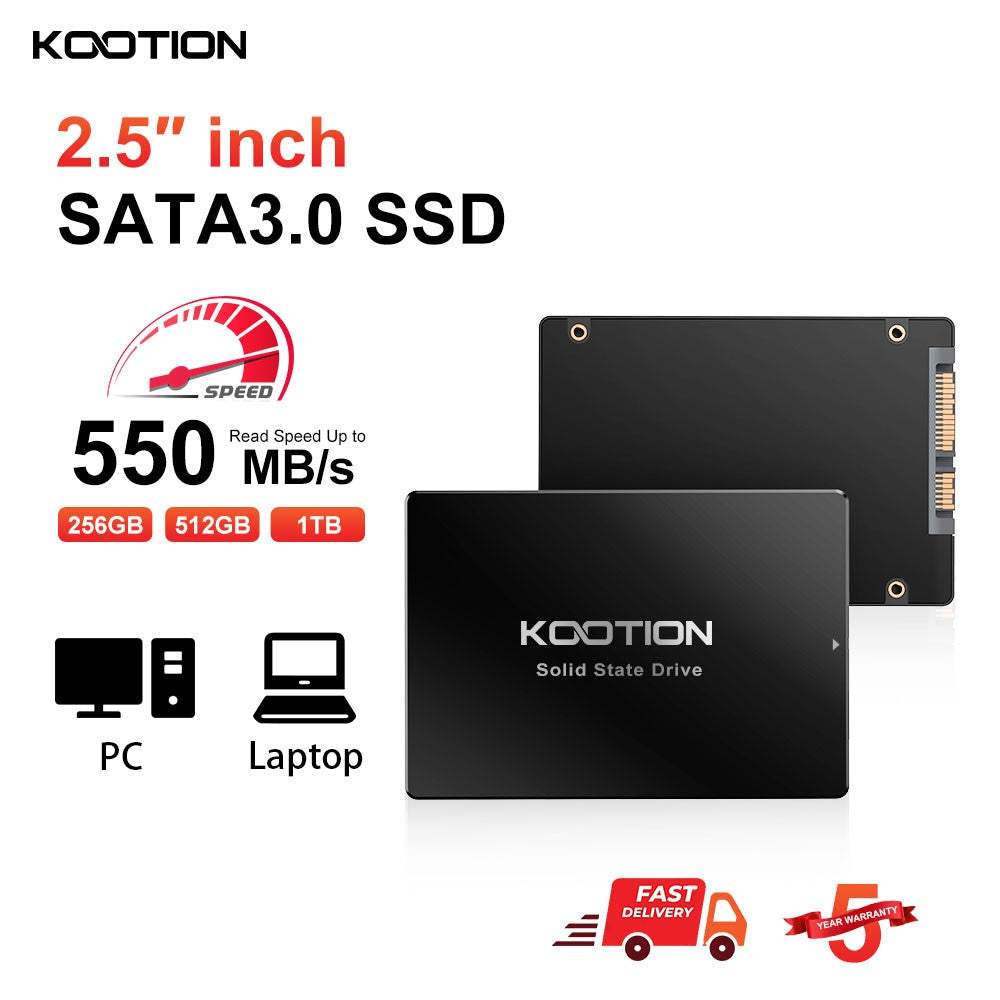Unidade de Estado Sólido KOOTION SATA3 2.5 Polegadas 2TB 1TB 512GB 480GB 256GB 240GB 128GB 120GB SSD Discos Rígidos Internos Para Desktop Laptop