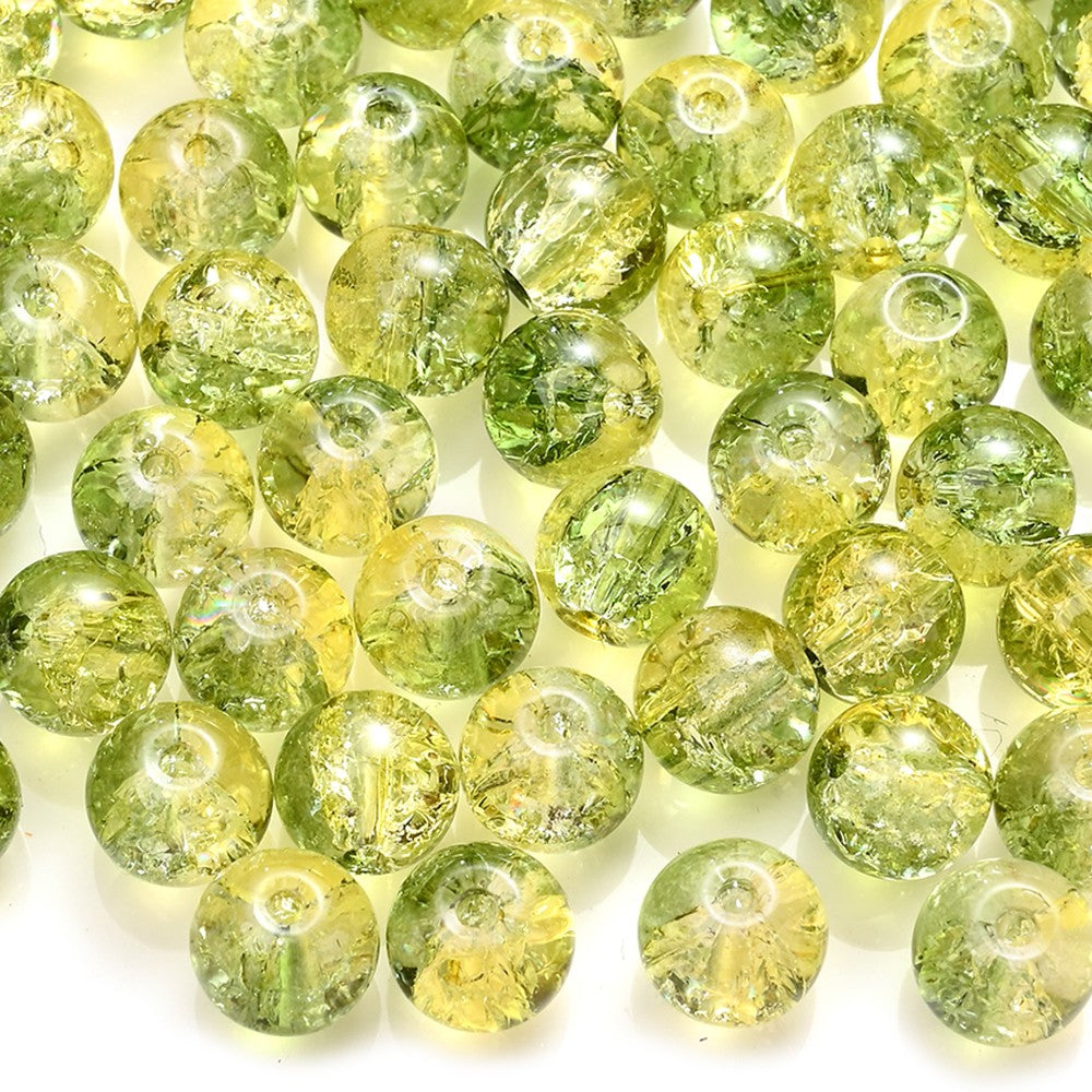 100pcs 8mm Christmas Crystal Glass Crack Beads Red and Green Gradient Spacer Beads for DIY Bracelet Necklace Jewelry Making
