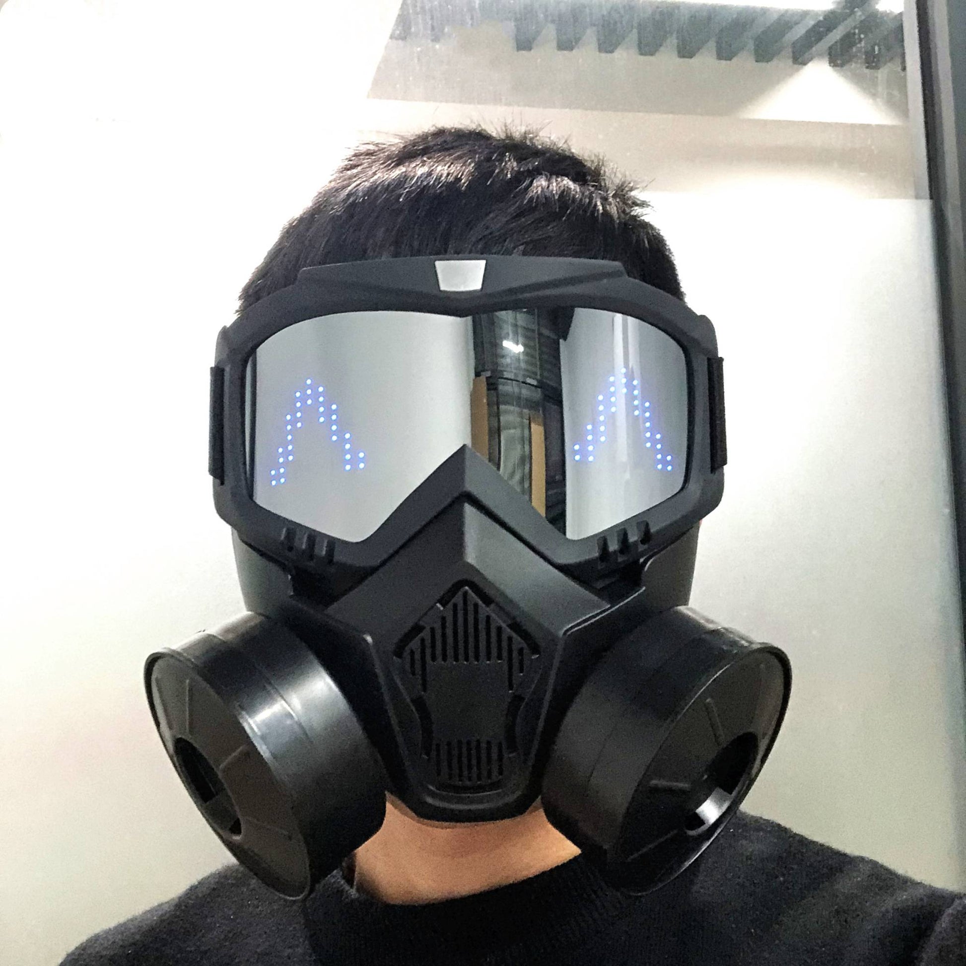 Simulated Anti-virus Led Mask With Bluetooth Programmable Scrolling Text Animation Display Halloween Carnival Party Decorative