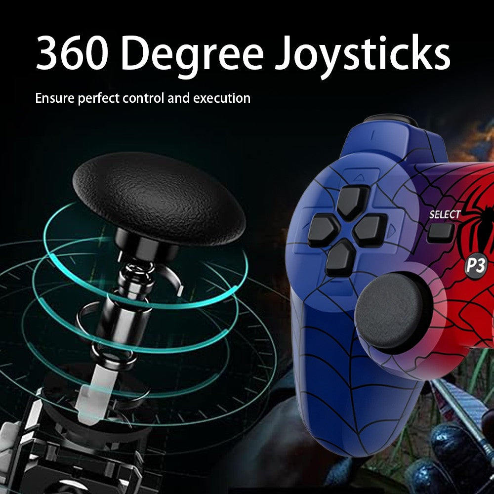 Wireless Controller for Spider-Man PS3 Dual Analog Rechargeable Game Controller for P3 Console with Cable Dual Vibration
