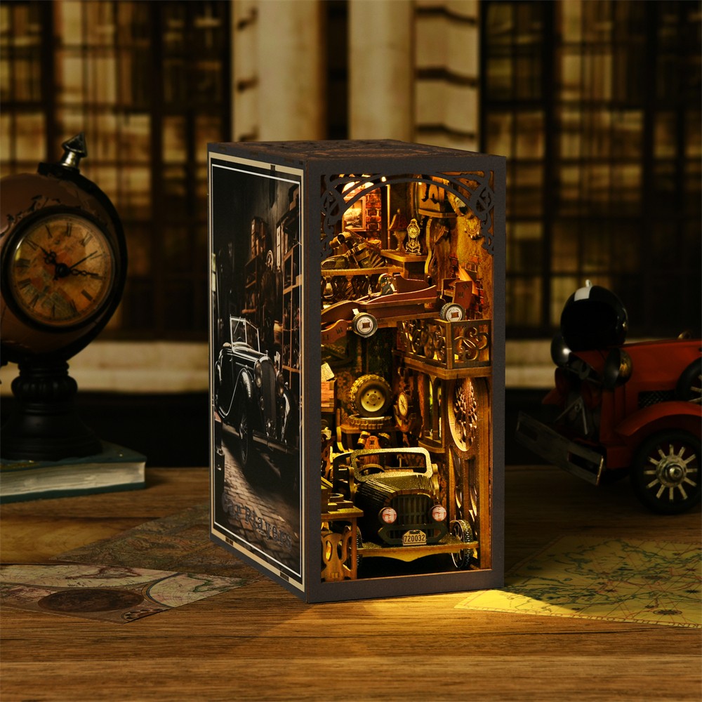 Carro Modelo Vintage Clássico Carro de Madeira Criativo DIY Kit de Quebra-Cabeça 3D Livro de Recanto Experimento de Ciência Educação Brinquedos Infantis Estante de Livros