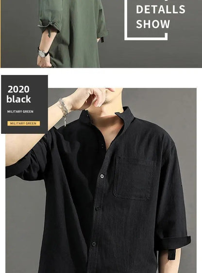 Casual Linen Cotton Shirt Men's Loose Sleeveless Top Chinese Style Autumn Outerwear Comfortable Breathable Men's Casual Shirt