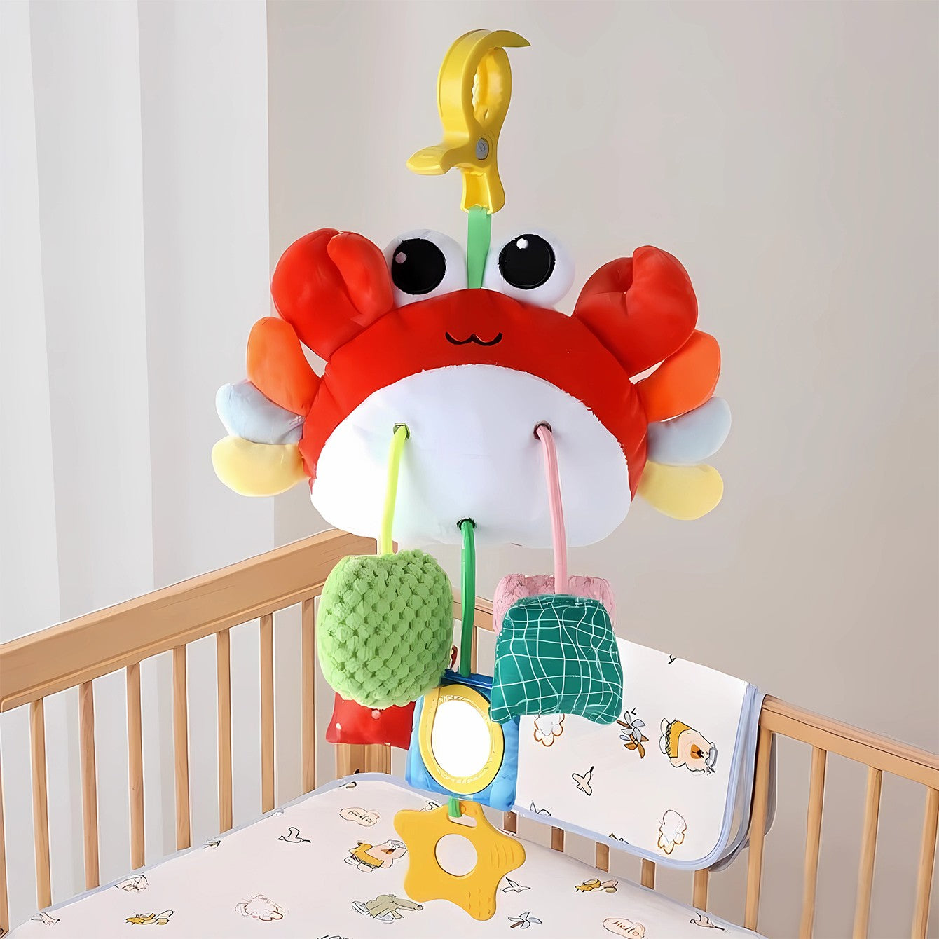 Baby toy crab pull happy bed bell ring bell puzzle cart pendant baby pull happy