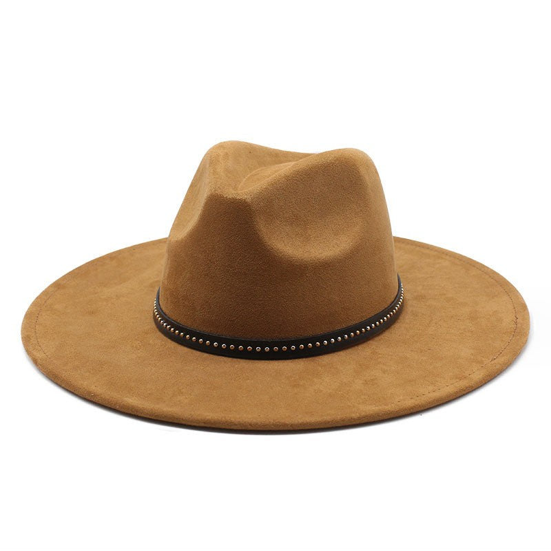 Suede Jazz Fedora Hats for Women Men 9.5cm Large Brim Woolen British French Felt Cap Ladies Elegant Fashion Knight Top Hat