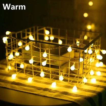 USB/Battery Powered LED Ball Wreath String Light Fairy Outdoor Light Birthday Wedding Home Festival Party Camping Light Decorati