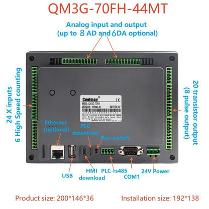 IHM CLP Integrado Tudo-em-Um Coolmay Série QM3G Suporta Personalização Analógica e Ethernet Modelos Disponíveis de 4.3''/5''/7''/10''