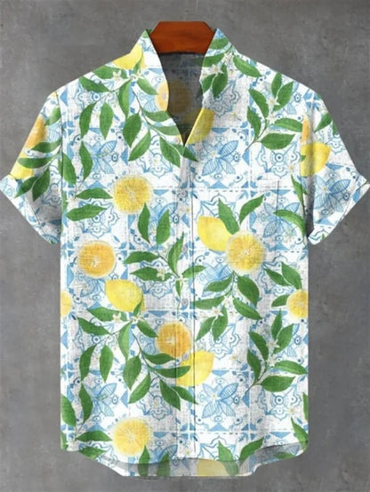 Men's Hawaiian shirt, men's 3D printed short sleeved shirt, beach vacation linen