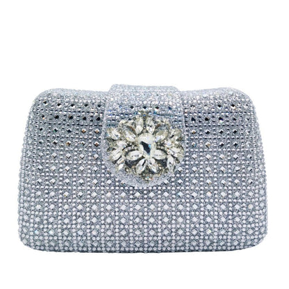 Sparkling Rhinestone Clutch Bag Lady Crystal Evening Purse Luxury Metal Handle Chain Handbag Wedding Party Dinner Diamond Bags
