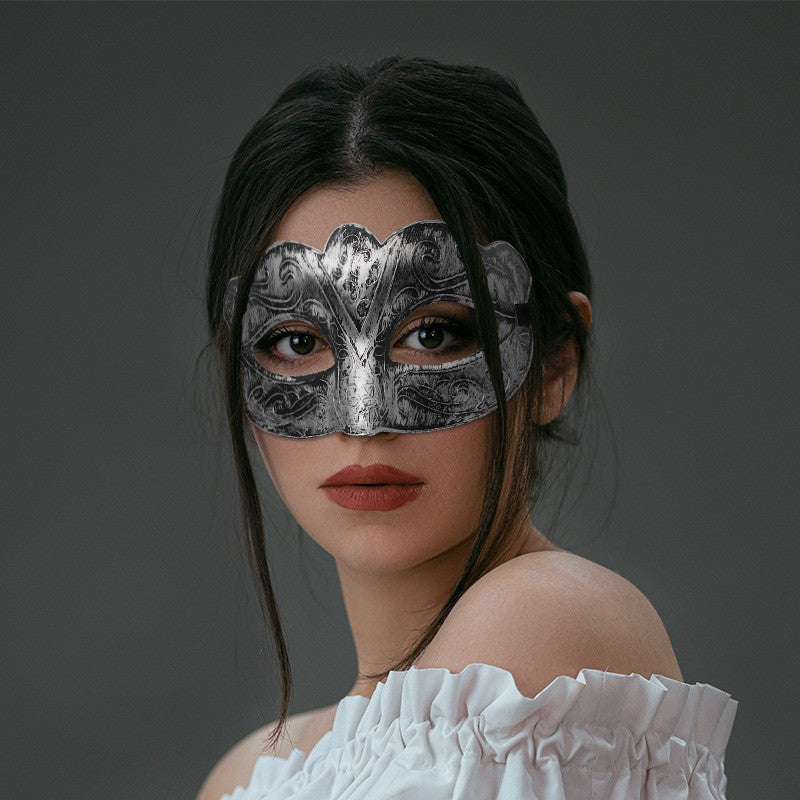 1pc Amazing Mask Antique Gold and Silver Jazz Flat Head Mask Ball Party Gathering Men and Women Cosplay Half Mask Decoration