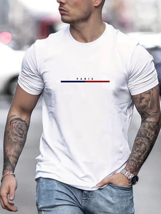 2025 New Digital Print Super Elastic Casual Short-Sleeved Men's Daily Party Home Social T-Shirt Solid Color Vintage Streetwear