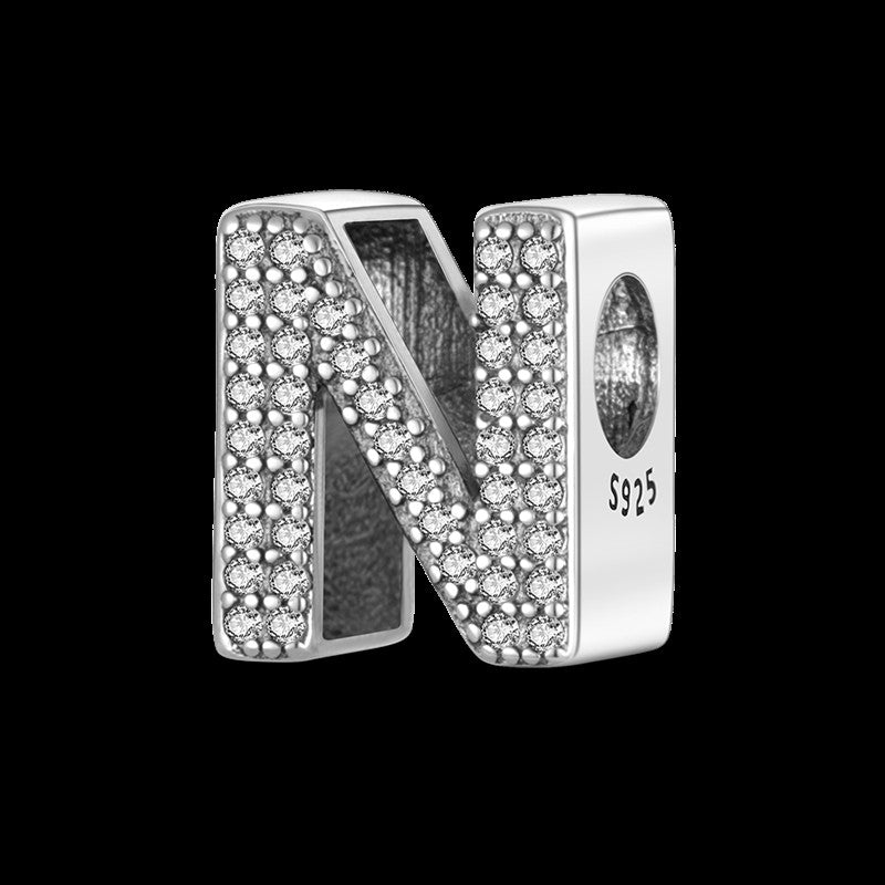 Fit Original Bangle Bracelet DIY A-Z Alphabet Charms Bead 925 Sterling Silver CZ Zircon LOVE Letter Dangle Pendant Jewelry Gift