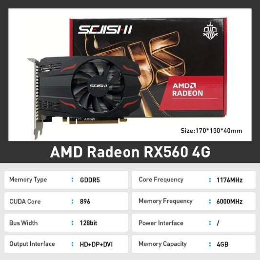 SEJISHI AMD RX560 4G New E-Sports Game Graphics Card Office Design High-Definition Desktop Computer Independent Graphics Card