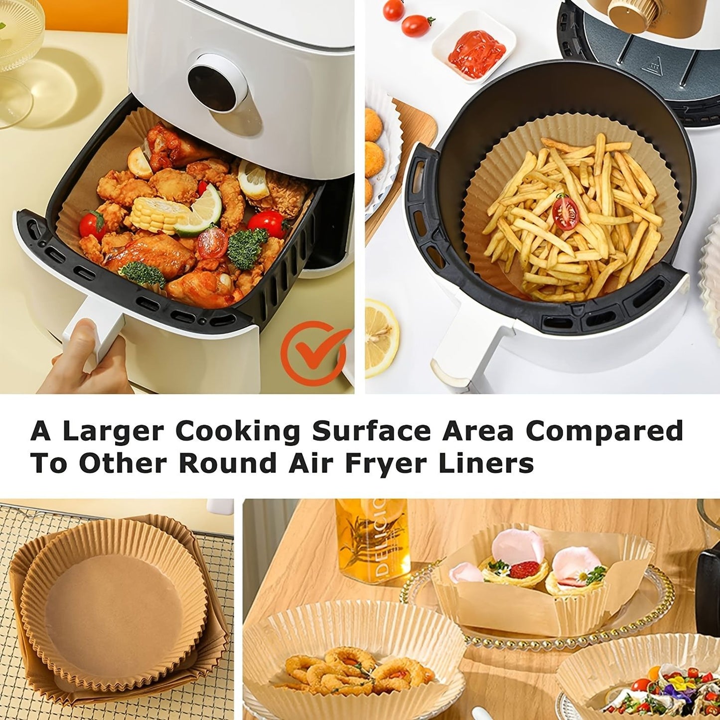 30/50/100 Peças Fritadeira Air Fryer Papel Descartável Antiaderente Redondo Forros de Papel para Airfryer Acessórios de Cozinha de Papel