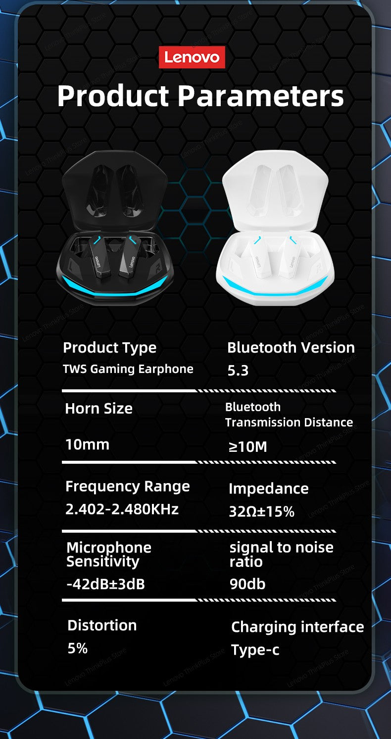 Fones de ouvido Lenovo GM2 Pro Bluetooth 5.3 Headset esportivo sem fio intra-auricular para jogos de baixa latência Dual Mode Fones de ouvido de música novos