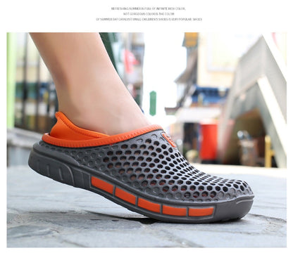 Men's and Women's Summer Sandals Clogs Casual Round Toe Slip on Outdoor Geometric Pattern Anti-slip Beach Hole Shoes Plus 46 47