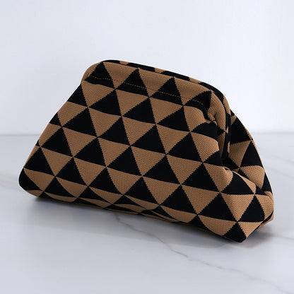 Summer Woven Crochet Purses for Women Beach Clutch Striped Beach Dumpling Hobo Casual Colorblock Bag Ladies Ruched CloudS Purse