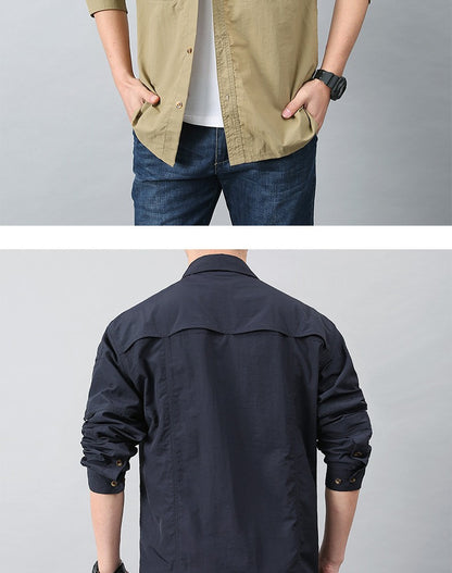 Spring Autumn Tactical Shirts Men Work Long Sleeve Shirt Outdoor Combat Multi-pocket Quick Dry Cargo Camping Long-sleeved Shirts