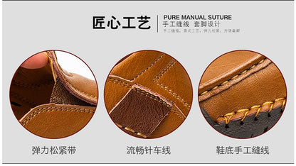 Novos Sapatos Masculinos de Couro Feitos à Mão Casuais Confortáveis Mocassins Masculinos de Couro Slip On Sapatilhas Masculinas Venda Quente Calçados para Caminhada ao Ar Livre