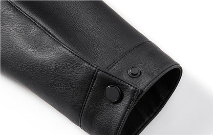 Leather Fashion Handsome Trend Solid Color High Quality Male Stand Collar Dad Father Middle-aged Leather Autumn and Winter Coat