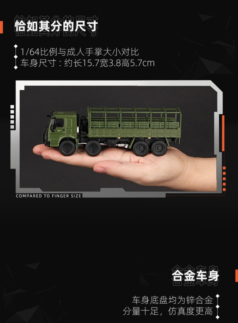 Masdi 1/64 Scania 770S V8 Caminhão Howo HW1006 Militar Verde Liga de Carro Modelo Miniatura Coleção Diecast Enfeite Modelo Hobby Brinquedo