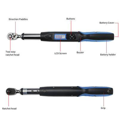 Chave de Torque Digital Shahe de 1/2'' Conjunto Eletrônico com Buzzer e LED Chaves de Torque Eletrônicas Ajustáveis Ferramenta para Reparo Automotivo